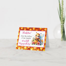 ハニービーをテーマにした女の子の赤ちゃんシャワーありがとう サンキューカード