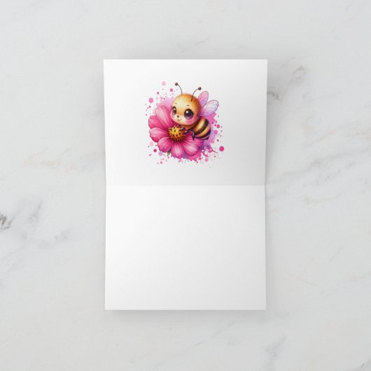 ハニービーをテーマにした女の子の赤ちゃんシャワーありがとう サンキューカード (内部)