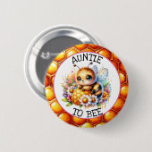 ハニービーをテーマにした女の子の赤ちゃんシャワーおばさん 缶バッジ (正面&裏面)