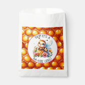 ハニービーをテーマにした女の子の赤ちゃんシャワーパーソナライズされた フェイバーバッグ (正面)
