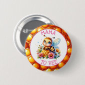 ハニービーをテーマにした女の子の赤ちゃんシャワーママ 缶バッジ (正面&裏面)