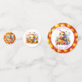 ハニービーをテーマにした女の子ベビーシャワーパーソナライズされた コンフェッティ (正面)