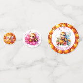 ハニービーをテーマにした女の子ベビーシャワーパーソナライズされた コンフェッティ (裏面)