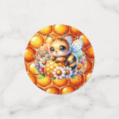 ハニービーをテーマにした女の子ベビーシャワーパーソナライズされた コンフェッティ (スモール正面)