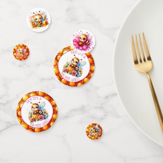 ハニービーをテーマにした女の子ベビーシャワーパーソナライズされた コンフェッティ (グループ)