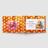 ハニービーをテーマにした少女の赤ちゃんシャワーへようこそ ゲストブック (全面)