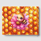 ハニービーをテーマにした少女の赤ちゃんシャワーへようこそ ゲストブック (裏面)