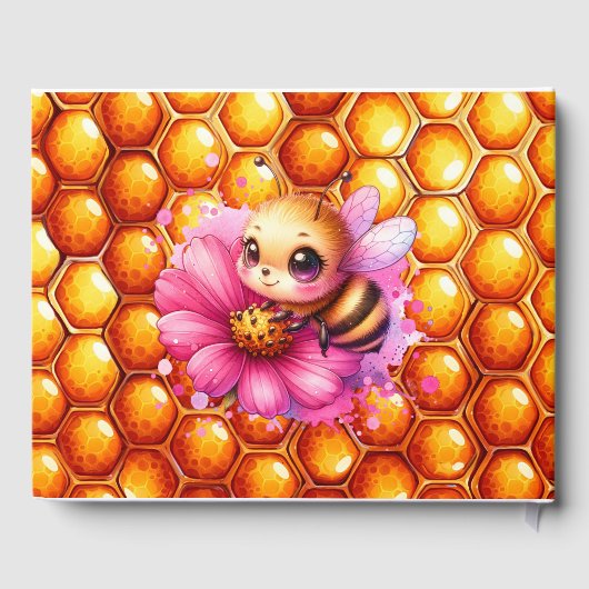 ハニービーをテーマにした少女の赤ちゃんシャワーへようこそ ゲストブック (裏面)