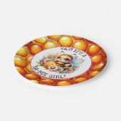 ハニービーをテーマにした少女の赤ちゃんシャワー ペーパープレート (アングル)