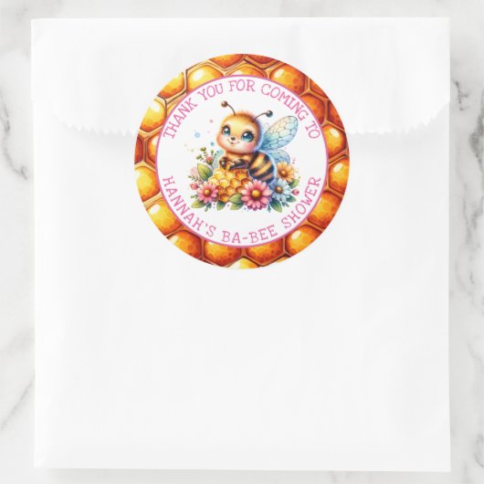 ハニービーをテーマにした少女の赤ちゃんシャワー ラウンドシール (バッグ)