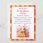 ハニービーをテーマにした少女の赤ちゃんシャワー 招待状 (正面)