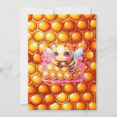 ハニービーをテーマにした少女の赤ちゃんシャワー 招待状 (裏面)