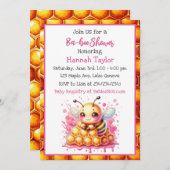 ハニービーをテーマにした少女の赤ちゃんシャワー 招待状 (正面/裏面)