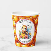 ハニービーをテーマにした少女の赤ちゃんシャワー 紙コップ (正面)