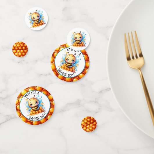 ハニービーをテーマにした少年の赤ちゃんシャワーパーソナライズされた コンフェッティ (グループ)