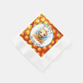 ハニービーをテーマにした少年の赤ちゃんシャワー 縁ありカクテルナプキン (角)