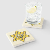 ハニービーを持つダビデのユダヤ星 ストーンコースター (横)