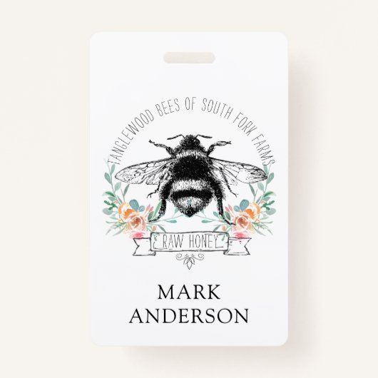 ハニービーアピールハニージャールラベルlピンクフローラ バッジ (正面)