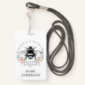 ハニービーアピールハニージャールラベルlピンクフローラ バッジ (裏面ランヤード)