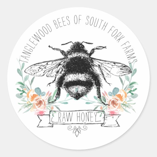 ハニービーアピールハニージャールラベルlピンクフローラ ラウンドシール (正面)