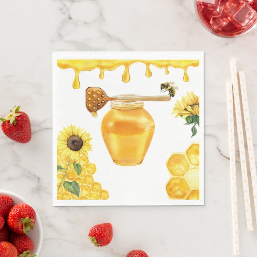 ハニービーイエローハニーベビーシャワーデコール スタンダードランチョンナプキン (インサイチュ)