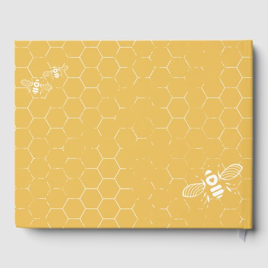 ハニービーイエローパターンカスタムウェディング ゲストブック (裏面)