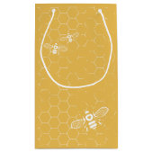 ハニービーイエローパターン名前をカスタムする スモールペーパーバッグ (裏面)