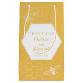 ハニービーイエローパターン名前をカスタムする スモールペーパーバッグ (正面)