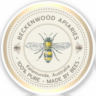 ハニービーイエロービーキーパーアピラ縁ど金ゴールド シール