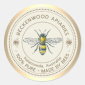 ハニービーイエロービーキーパーアピラ縁ど金ゴールド ラウンドシール (正面)