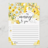 ハニービーイエローフローラタイムカプセルメッセージカード 招待状 (正面/裏面)