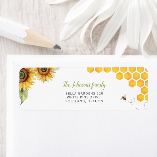 ハニービーウォーターカラーベビーシャワー差出人住所 ラベル (インサイチュ)