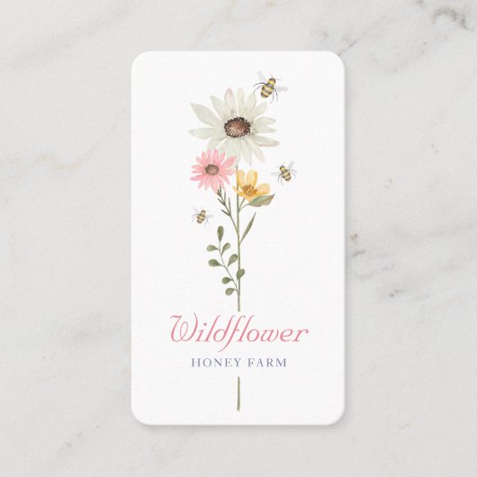 ハニービーウォーターカラーワイルドフラワーハニーファーム 名刺 (正面)