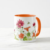 ハニービーオレンジナスタスティウム絵を描デイジー花 マグカップ (正面右)