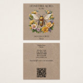ハニービーオンクラフト紙w QRコードビジネスカード (正面&裏面)