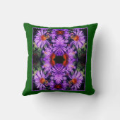 ハニービーオンパープルアスター花抽象芸術 クッション (裏面)
