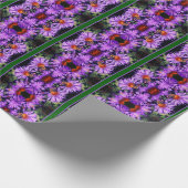 ハニービーオンパープルアスター花抽象芸術 ラッピングペーパー (角)