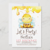 ハニービーガール誕生日パーティーの招待状 招待状 (正面)