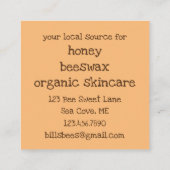 ハニービーキュービーズワックス製オーガニック品 スクエア名刺 (裏面)