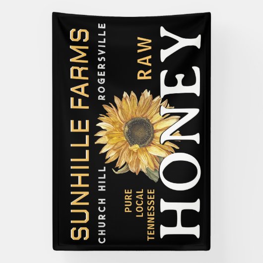 ハニービーキーパーひまわり農家マーケットバナー 横断幕 (縦)