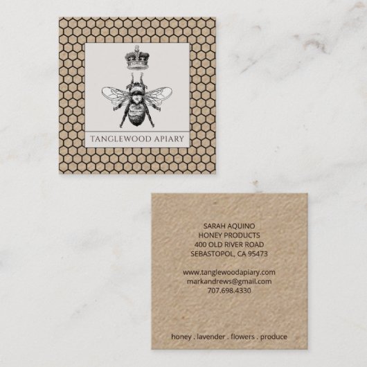 ハニービーキーパーアピアニカムクラフト スクエア名刺 (正面/裏面)