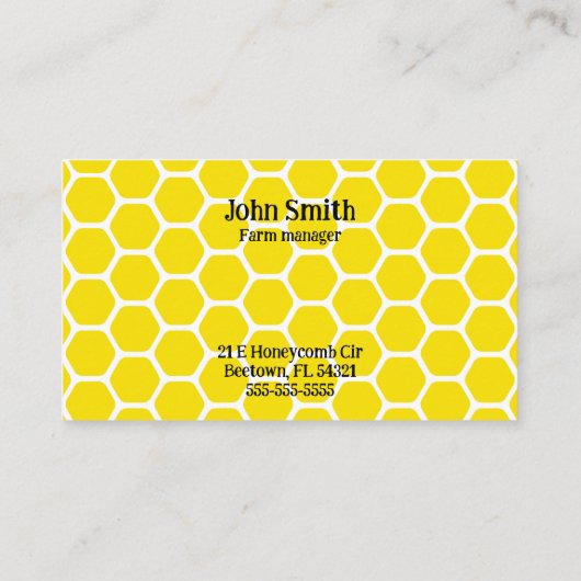 ハニービーキーパーアピアリストハニカムビーファーム 名刺 (裏面)
