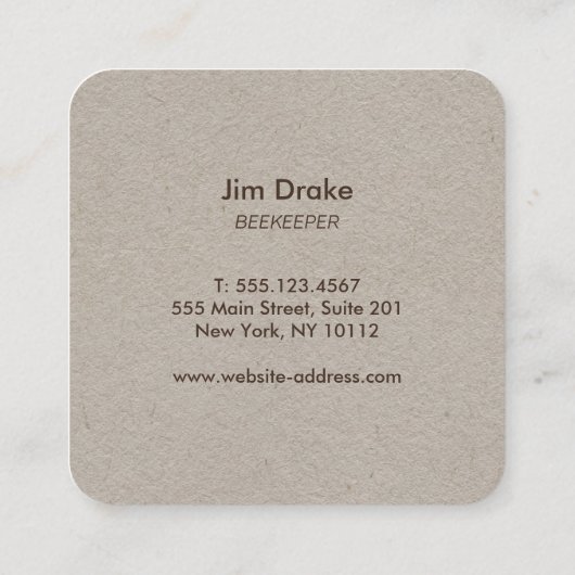 ハニービーキーパークラフトスクエアビジネスカード スクエア名刺 (裏面)