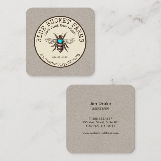 ハニービーキーパークラフトスクエアビジネスカード スクエア名刺 (正面/裏面)