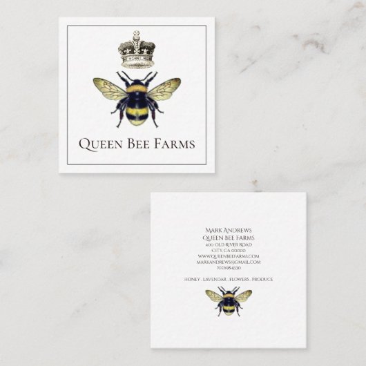 ハニービークラウンビーキープファーム養蜂場 スクエア名刺 (正面/裏面)