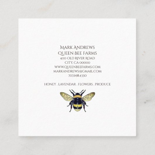 ハニービークラウンビーキープファーム養蜂場 スクエア名刺 (裏面)