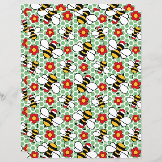 ハニービークリスマススクラップブック紙inグリーン (正面/裏面)