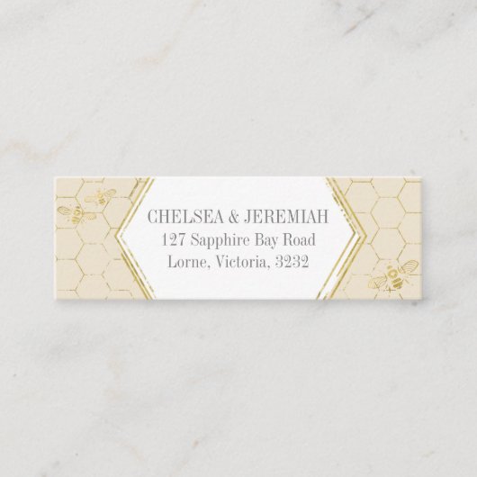 ハニービークリーム金ゴールドパターンカスタムアドレスカード スキニー名刺 (正面)