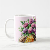 ハニービークローバーフラワー感動的引用文マグカップ コーヒーマグカップ (左)