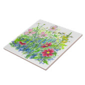 ハニービーコスモススナップドラゴンピンク野花 タイル (側面)